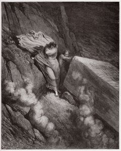 Den guddommelige komedie (La Divina Commedia, La Divine Comedie), Inferno, Canto 11: Den brennende graven til pave Anastasius II - av Dante Alighieri (1265-1321) - Illustrasjon av Gustave Dore (1832-1883) av Gustave Dore