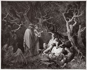 Den guddommelige komedie (La Divina Commedia, La Divine Comedie), Inferno, Canto 13: Selvmordene i skogen - av Dante Alighieri (1265-1321) - Illustrasjon av Gustave Dore (1832-1883) av Gustave Dore