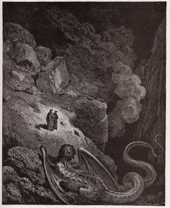 Den guddommelige komedie (La Divina Commedia, La Divine Comedie), Inferno, Canto 17: Geryon, symbol på bedrag - av Dante Alighieri (1265-1321) - Illustrasjon av Gustave Dore (1832-1883) av Gustave Dore
