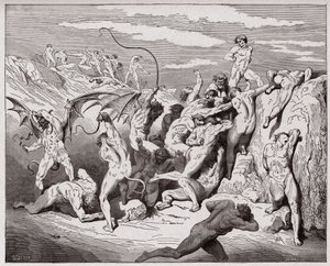 The Divine Comedy (La Divina Commedia, La Divine Comedie), Inferno, Canto 18: Devils and seducers - by Dante Alighieri (1265-1321) - Illustration by Gustave Dore (1832-1883) av Gustave Dore