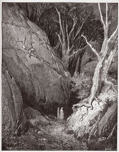 Den guddommelige komedie (La Divina Commedia, La Divine Comedie), Inferno, Canto 1: Virgil og Dante begynner reisen - av Dante Alighieri (1265-1321) - Illustrasjon av Gustave Dore (1832-1883) av Gustave Dore