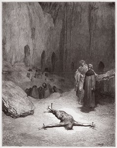 Den guddommelige komedie (La Divina Commedia, La Divine Comedie), Inferno, Canto 23: En korsfestet fariseer blant hyklerne - av Dante Alighieri (1265-1321) - Illustrasjon av Gustave Dore (1832-1883) av Gustave Dore
