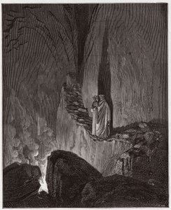 The Divine Comedy (La Divina Commedia, La Divine Comedie), Inferno, Canto 26: The flamming spirits of the Ulysses and Diomedes - av Dante Alighieri (1265-1321) - Illustrasjon av Gustave Dore (1832-1883) av Gustave Dore