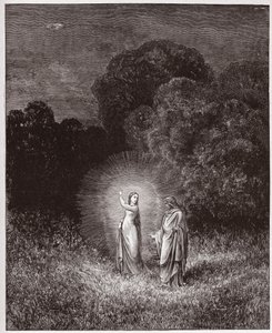 The Divine Comedy (La Divina Commedia, La Divine Comedie), Inferno, Canto 2: Beatrice and Virgil - by Dante Alighieri (1265-1321) - Illustration by Gustave Dore (1832-1883) av Gustave Dore