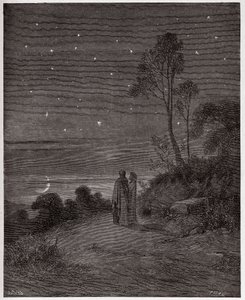 The Divine Comedy (La Divina Commedia, La Divine Comedie), Inferno, Canto 2: The darkening sky of the first night - av Dante Alighieri (1265-1321) - Illustrasjon av Gustave Dore (1832-1883) av Gustave Dore