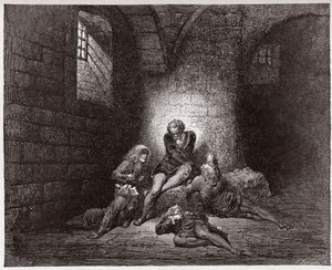 Den guddommelige komedie (La Divina Commedia, La Divine Comedie), Inferno, Canto 33: Ugolino og sønnene hans forulykket og sultet - av Dante Alighieri (1265-1321) - Illustrasjon av Gustave Dore (1832-1883) av Gustave Dore