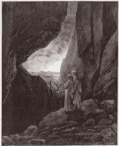 The Divine Comedy (La Divina Commedia, La Divine Comedie), Inferno, Canto 34: Virgil og Dante stiger opp til den øvre verden - av Dante Alighieri (1265-1321) - Illustrasjon av Gustave Dore (1832-1883) av Gustave Dore
