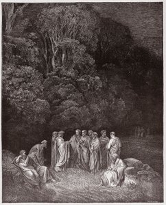 Den guddommelige komedie (La Divina Commedia, La Divine Comedie), Inferno, Canto 4: Homer, poetene og heltene i Limbo - av Dante Alighieri (1265-1321) - Illustrasjon av Gustave Dore (1832-1883) av Gustave Dore