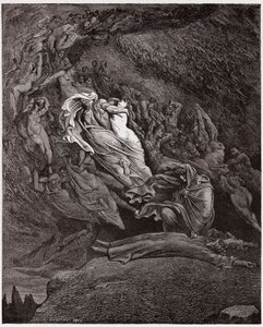 The Divine Comedy (La Divina Commedia, La Divine Comedie), Inferno, Canto 5: Francesca beskriver hennes død - av Dante Alighieri (1265-1321) - Illustrasjon av Gustave Dore (1832-1883) av Gustave Dore