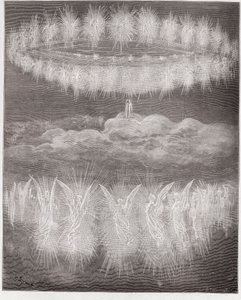 The Divine Comedy (La Divina Commedia, La Divine Comedie), Paradiso, Canto 12: The rings of glorified souls in the sun - av Dante Alighieri (1265-1321) - Illustrasjon av Gustave Dore (1832-1883) av Gustave Dore