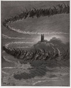 Den guddommelige komedie (La Divina Commedia, La Divine Comedie), Paradiso, Canto 18: I Jupiters sfære sirkler de velsignede sjelene for å danne bokstaver - av Dante Alighieri (1265-1321) - Illustrasjon av Gustave Dore (1832-1883) av Gustave Dore