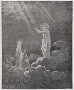 The Divine Comedy (La Divina Commedia, La Divine Comedie), Paradiso, Canto 8: Charles Martel henvender seg til Dante og Beatrice - av Dante Alighieri (1265-1321) - Illustrasjon av Gustave Dore (1832-1883) av Gustave Dore