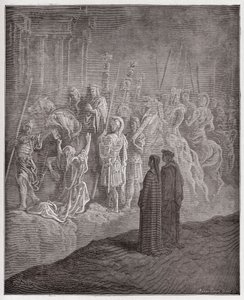 The Divine Comedy (La Divina Commedia, La Divine Comedie), Purgatorio, Canto 10: Marmorskulpturene som skildrer stolthet - av Dante Alighieri (1265-1321) - Illustrasjon av Gustave Dore (1832-1883) av Gustave Dore