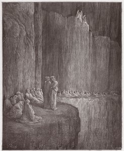 The Divine Comedy (La Divina Commedia, La Divine Comedie), Purgatorio, Canto 13: Sapia renser sitt skyldige liv - av Dante Alighieri (1265-1321) - Illustrasjon av Gustave Dore (1832-1883) av Gustave Dore