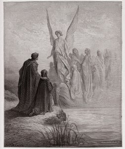 The Divine Comedy (La Divina Commedia, La Divine Comedie), Purgatorio, Canto 2: Den himmelske piloten lander båten - av Dante Alighieri (1265-1321) - Illustrasjon av Gustave Dore (1832-1883) av Gustave Dore