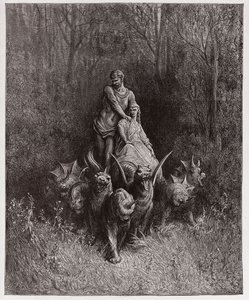 Den guddommelige komedie (La Divina Commedia, La Divine Comedie), Purgatorio, Canto 32: Kjempen og skjøgen i vognen - av Dante Alighieri (1265-1321) - Illustrasjon av Gustave Dore (1832-1883) av Gustave Dore