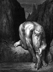 The Divine Comedy, av Dante: The Giant Antaeus. av Gustave Dore