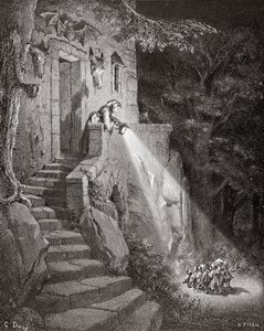 The Dwelling of the Ogre, gravert av Heliodore Joseph Pisan (1822-90) ca. 1868 av Gustave Dore