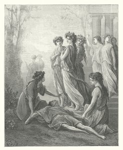 La Fontaines fabler: Daphnis og Alcimadura (gravering) av Gustave Dore