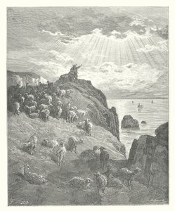 La Fontaines fabler: Gjeteren og havet (gravering) av Gustave Dore