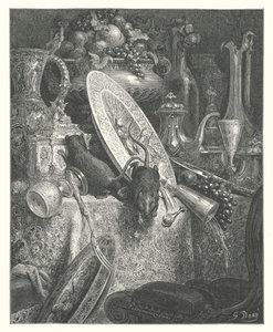 La Fontaines fabler: Byrotten og landrotten (gravering) av Gustave Dore