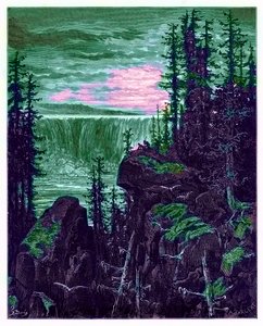 The Falls of Niagara, illustrasjon fra 'The Dore Gallery', gravert av A. Sargent, publisert ca. 1890 (digitalt forbedret bilde) av Gustave Dore