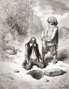 The Miser Who Lost His Treasure, fra en utgave av slutten av 1800-tallet av Fables de La Fontaine (tregravering) av Gustave Dore
