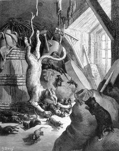 Katten og den gamle rotta - i "" Fables"" av La Fontaine, ill. av Gustave Doré av Gustave Dore