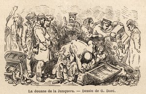 Skikkene til junquera (by som ligger mellom Catalonia og provinsen Gerona), tegning av Gustave Dore (1832-1883), for å illustrere hans reise til Spania, med C. Davillier, i 1862. Gravering i "" Le tour du monde "", redigert av Edouard Charton av Gustave Dore