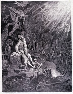 Den siste dommen vil avslutte din pine... Plate XII - Illustrasjon av Gustave Dore (1832-1883), for La legende du jeif wandering av Pierre Dupont, utgave Librairie du magasin picturesque, Paris 1862 av Gustave Dore