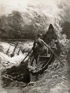 Sjømannen, fra Rime of the Ancient Mariner, dikt av Samuel Taylor Coleridge (1772-1834), illustrasjon av Gustave Dore