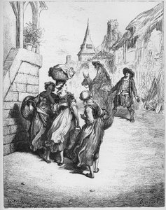 Mølleren, hans sønn og eselet - fra "Fables" av Jean de La Fontaine av Gustave Dore