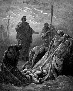 Det mirakuløse utkastet til fisk, 1866 av Gustave Dore