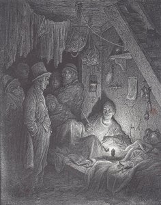 Viktoriansk opiumsrøykehule i London av Gustave Dore