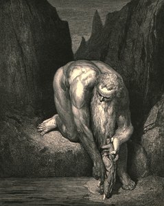 Likevel i avgrunnen, at Lucifer med Judas lave ingulver, lett plasserte han oss, c1890. av Gustave Dore