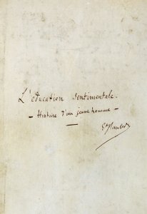 Sentimental utdanning (historie om en ung mann): første side av manuskriptet til Gustave Flauberts roman, forfatterens signatur - BHVP, Paris av Gustave Flaubert