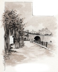 Tollkontoret på quai de Valmy, Canal Saint-Martin, paris Tegning av Gustave Fraipont (1849-1923) henter fra «La seine a travers Paris» av Saint-Juirs av Gustave Fraipont
