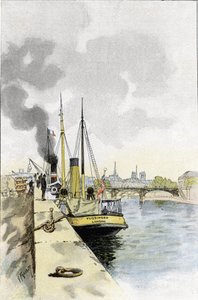 Engelske båter nær broen til Saints-Peres eller Carrousel, Paris Tegning av Gustave Fraipont (1849-1923) fra Saint-Juirs av Gustave Fraipont