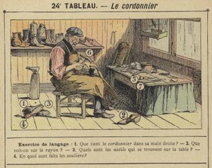 The Shoemaker (farge litho) av Gustave Fraipont