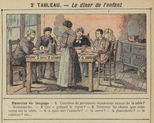 Barnets middag (farge litho) av Gustave Fraipont