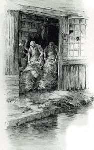 Megissiers de la rue des gobelins i Paris (garvere som arbeider med lær og dyreskinn i rue des Gobelins, Paris) Tegning av Gustave Frainpont (1849-1923) henter fra "La seine a travers Paris" av Saint-Juirs av Gustave Fraipont