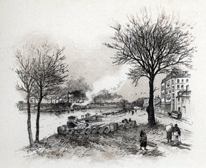 Utsikt over Ivry sur Seine (Ivry-sur-Seine) Tegning av Gustave Fraipont (1849-1923) fra Saint-Juirs av Gustave Fraipont