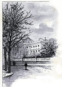 Utsikt over Palace of the Legion d'Honneur (Hotel de Salm) i Paris” (Utsikt over Palace of the Legion d'Honneur (Hotel de Salm) Paris) Tegning av Gustave Fraipont (1849-1923) fra Saint-Juirs av Gustave Fraipont