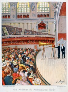 Fonograf, eller grammofondisplay, 1800-tallet av Gustave Francois Lasellaz