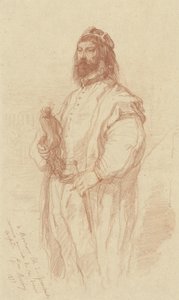 Stående mann med statue av Gustave François Morin