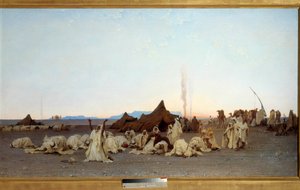 Kveldsbønn i Sahara-ørkenen detalj. Maleri av Gustave Achille Guillaumet (1840-1887) 1863 Søn. 1,3x2,8 m. Paris, musee d