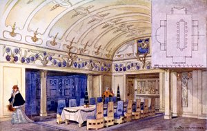 Tysk spisesal, tidlig på 1900-tallet (wc på papir) av Gustave Halmhuber