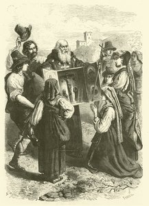 Utstilleren av relikvier, Italia (gravering) av Gustave Janet
