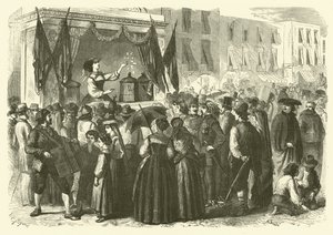 Bruk av fugler til å forutsi de vinnende lottotallene, Napoli (gravering) av Gustave Janet