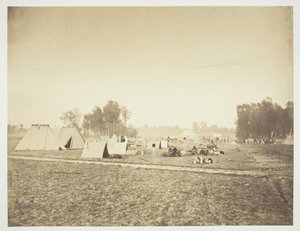 Telt og militærutstyr, Camp de Châlons, 1857. av Gustave Le Gray